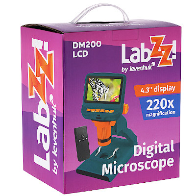 Цифровой микроскоп Levenhuk LabZZ DM200 LCD, упаковка