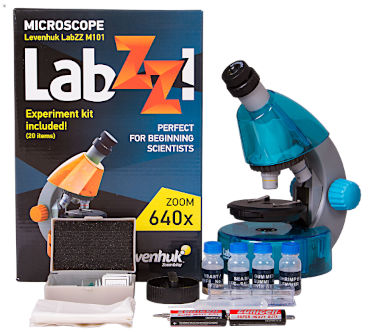 Микроскоп Levenhuk LabZZ M101, лазурь, упаковка