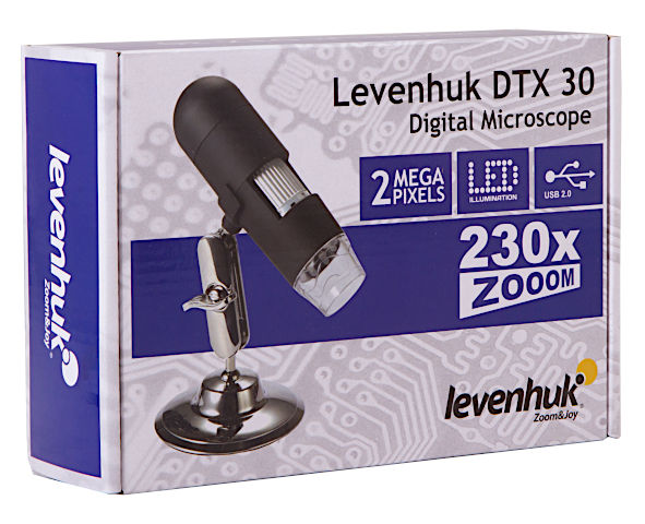 Цифровой USB-микроскоп Levenhuk DTX 30, упаковка