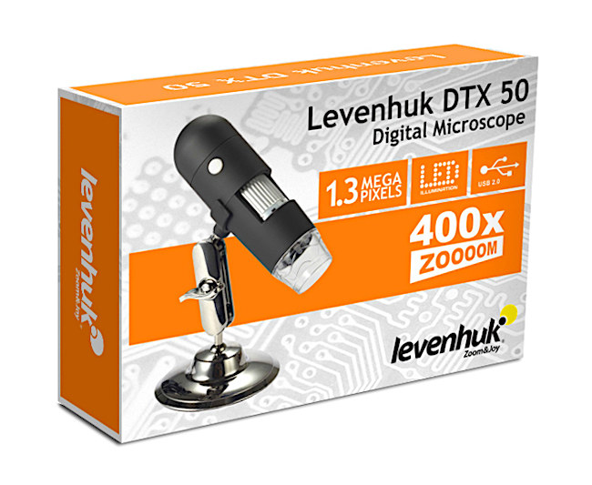 Цифровой USB-микроскоп Levenhuk DTX 50, упаковка