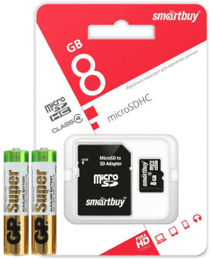 Карта памяти microSD и батарейки